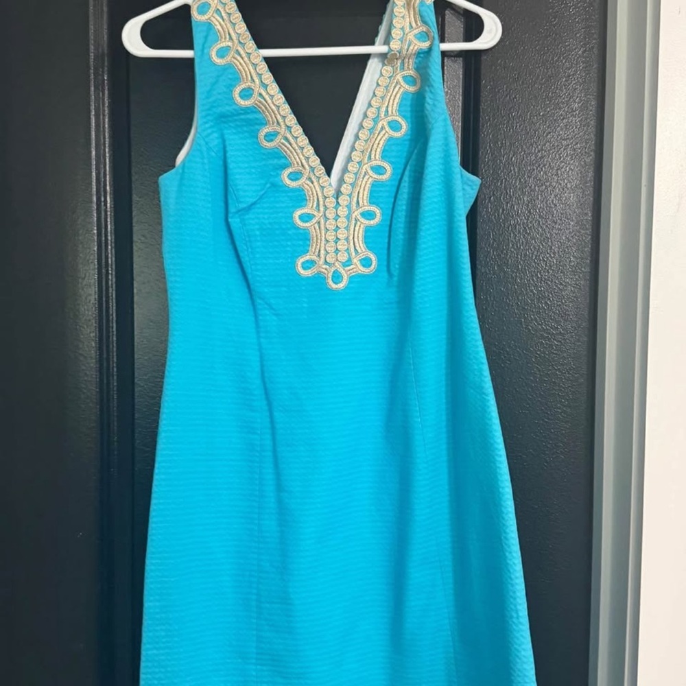 Lilly Pulitzer Turquoise Dress with Gold Detailing